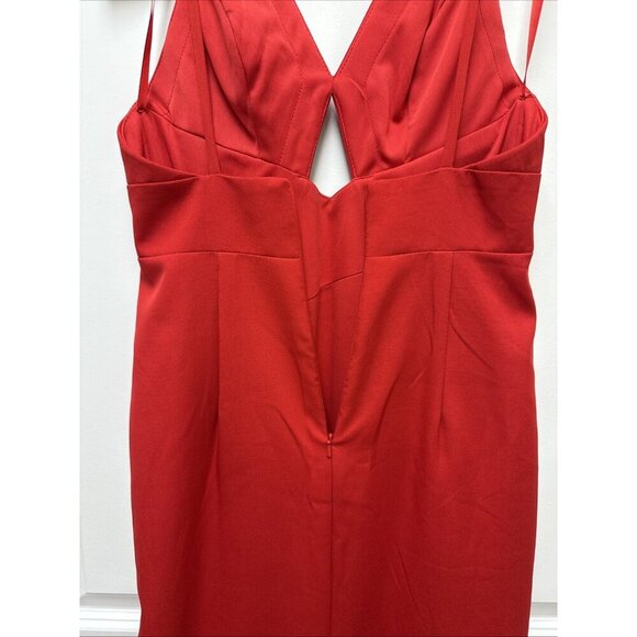 New Mac Duggal Size 0 Red 27434 spaghetti strap Cutout High Slit V-Neck Gown - Picture 8 of 12